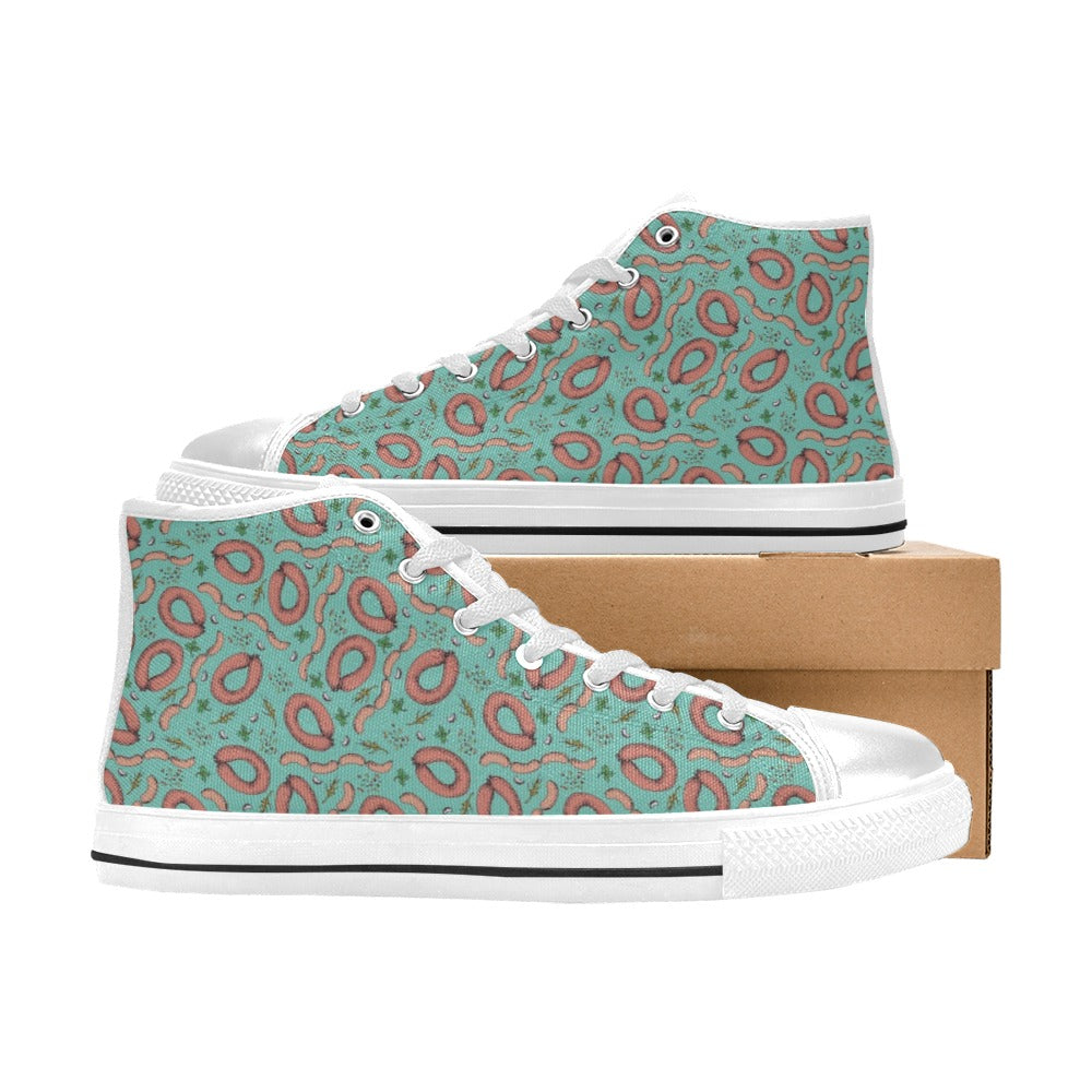 Sausage Print Design LKS303 High Top Women's White Shoes