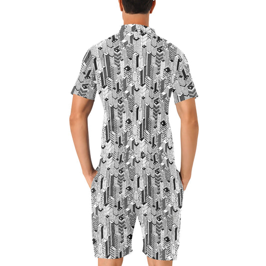 City Pattern Print Design 02 Men's Romper