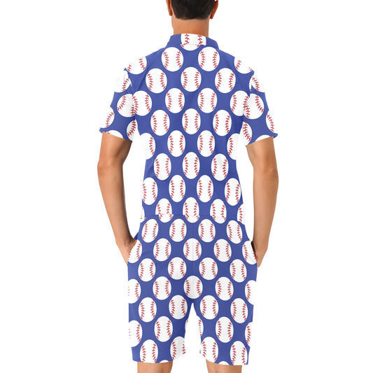 Baseball Blue Background Men's Romper