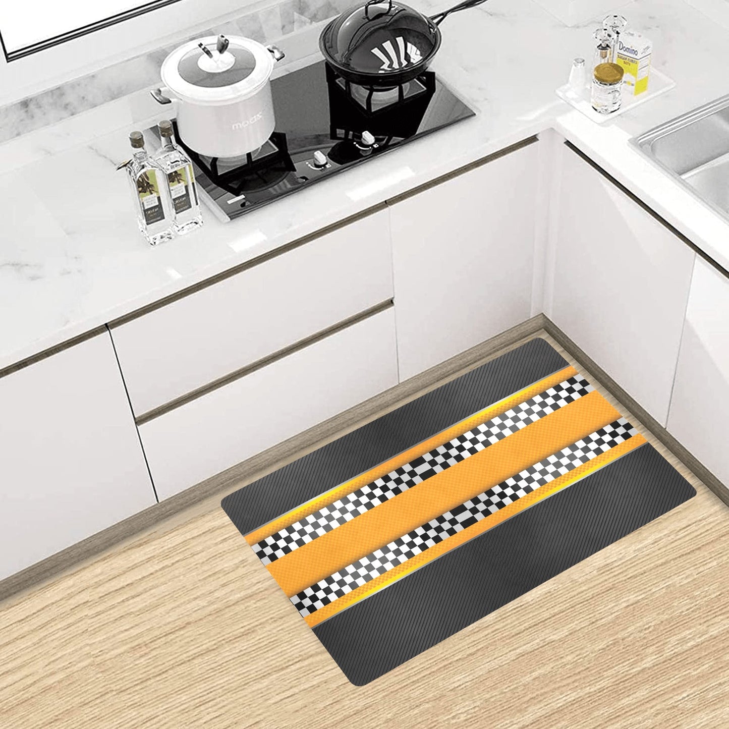 Checkered Pattern Print Design 01 Kitchen Mat