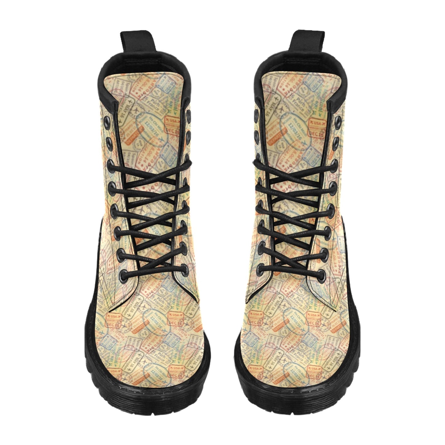 Travel Stamp Print Design LKS302 Women's Boots