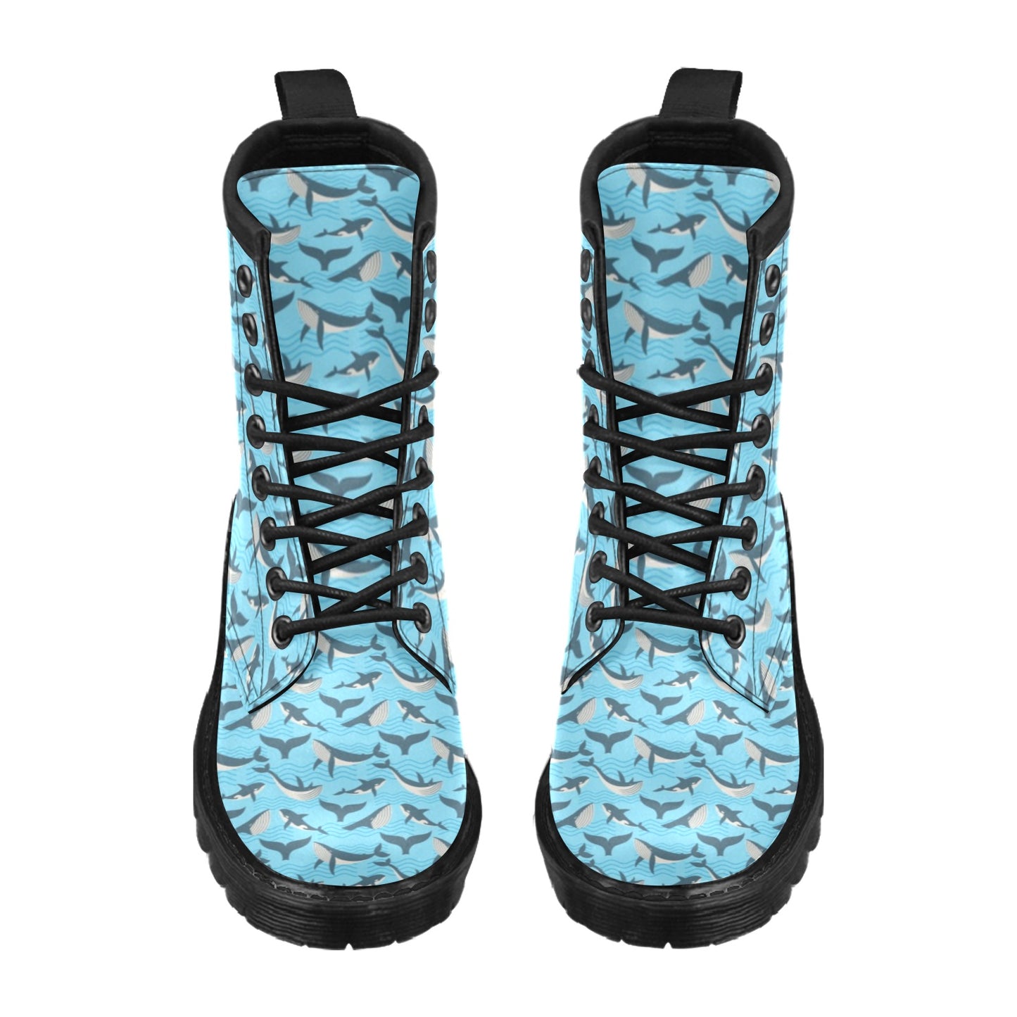 Whale Pattern Design Themed Print Women's Boots