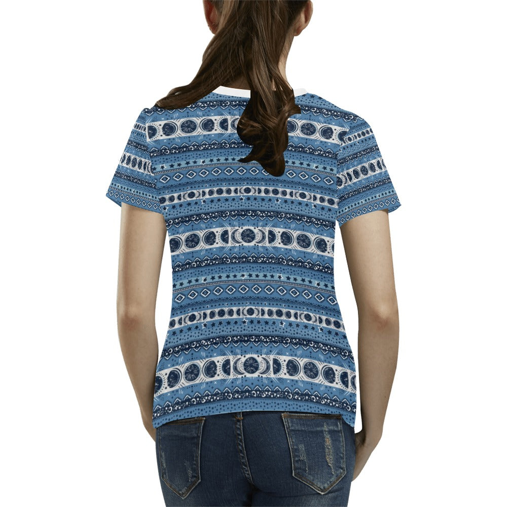 Sun Moon Pattern Print Design LKS306 Women's T-shirt