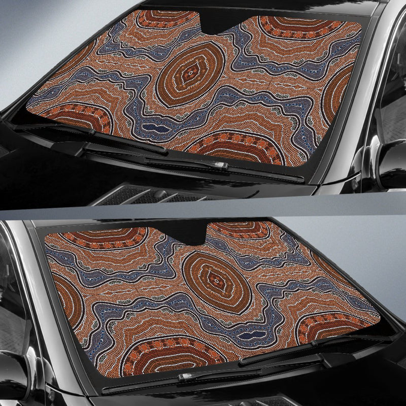 Aboriginal Pattern Print Design 01 Car Sun Shade-JORJUNE.COM