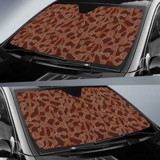 Aboriginal Pattern Print Design 03 Car Sun Shade-JORJUNE.COM