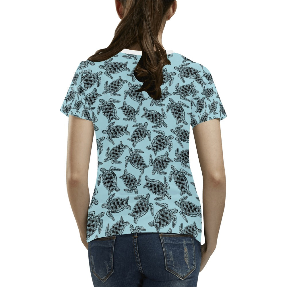 Sea Turtle Print Design LKS3010 Women's T-shirt