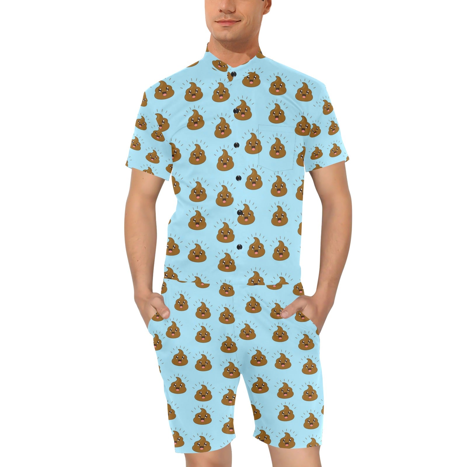 Poop Emoji Pattern Print Men Long Robe