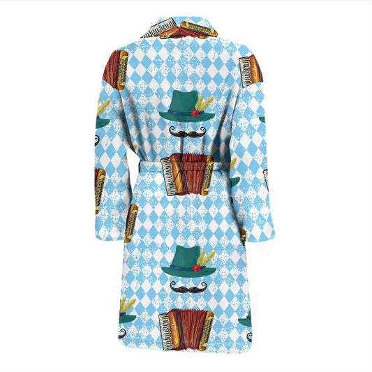 Accordion Mustache Pattern Print Design 01 Men Bathrobe-JORJUNE.COM