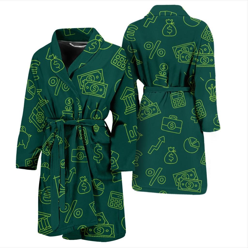 Accounting Financial Pattern Print Design 02 Men Bathrobe-JORJUNE.COM