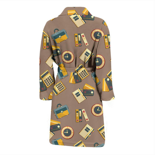 Accounting Financial Pattern Print Design 03 Men Bathrobe-JORJUNE.COM