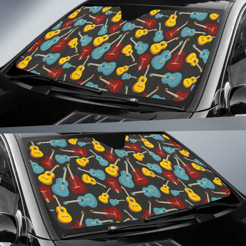Acoustic Guitar Pattern Print Design 01 Car Sun Shade-JORJUNE.COM