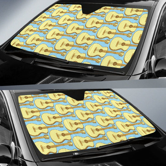 Acoustic Guitar Pattern Print Design 03 Car Sun Shade-JORJUNE.COM