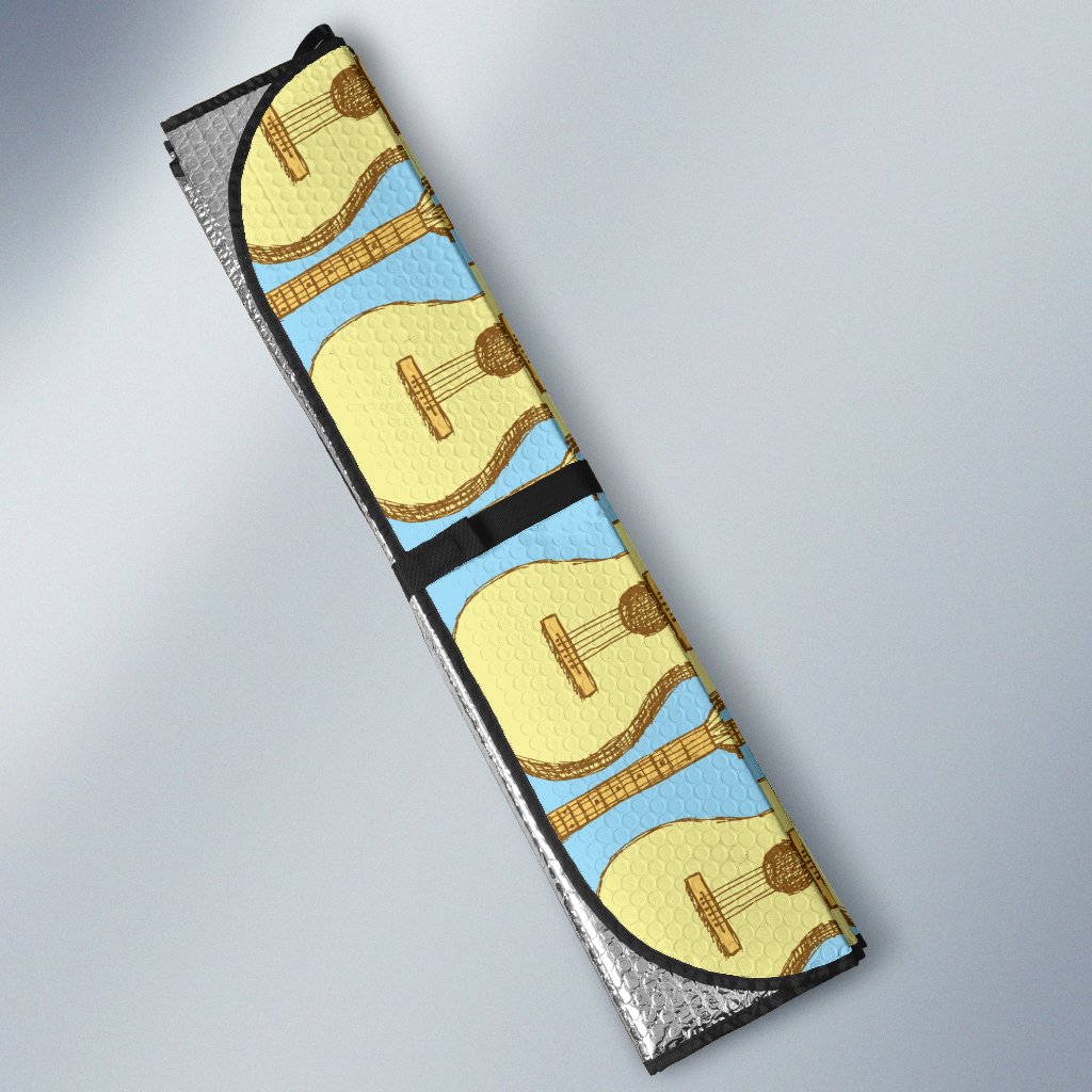Acoustic Guitar Pattern Print Design 03 Car Sun Shade-JORJUNE.COM
