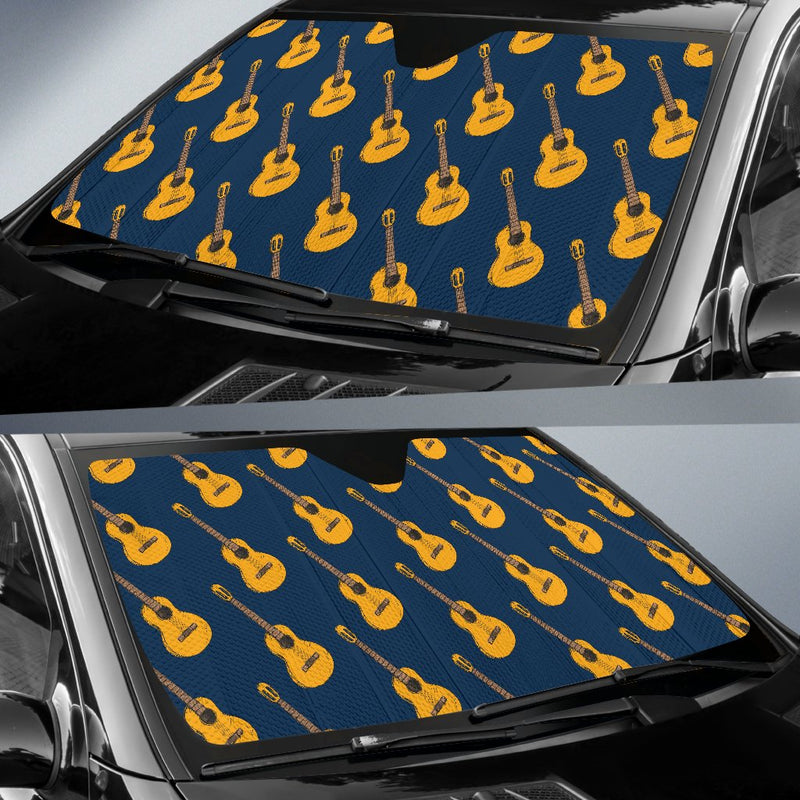 Acoustic Guitar Pattern Print Design 04 Car Sun Shade-JORJUNE.COM