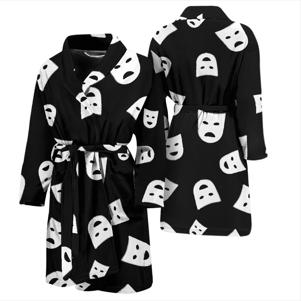 Acting Mask Pattern Print Design 03 Men Bathrobe-JORJUNE.COM