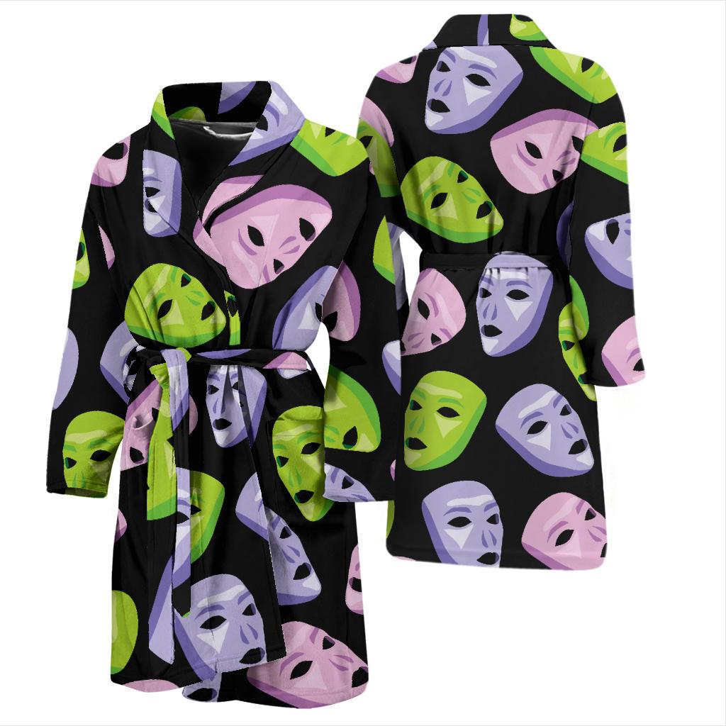 Acting Mask Pattern Print Design 04 Men Bathrobe-JORJUNE.COM