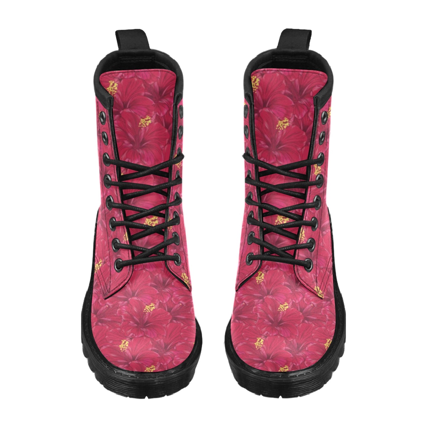 Hibiscus Red Pattern Print LKS308 Women's Boots