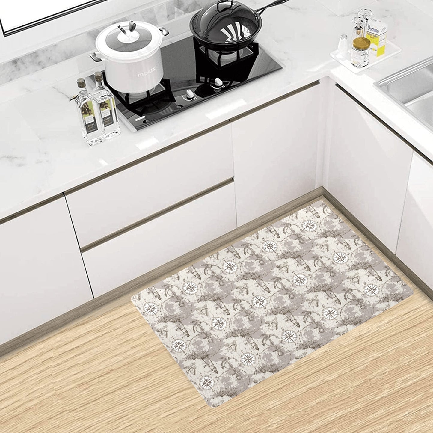 Nautical Map Design Themed Print Kitchen Mat