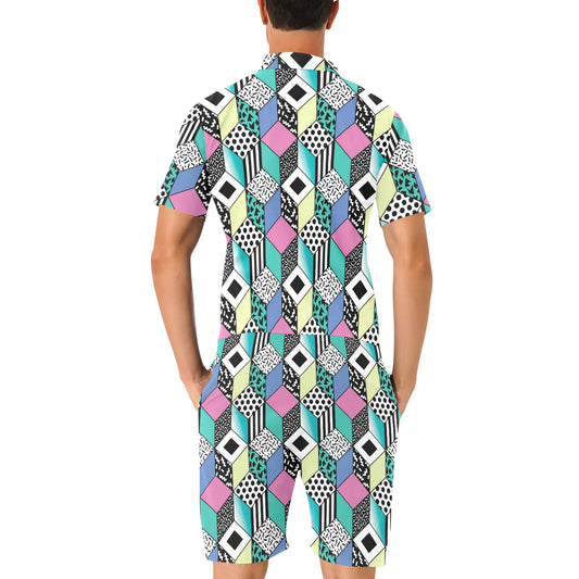 90s Pattern Print Design 3 Men's Romper