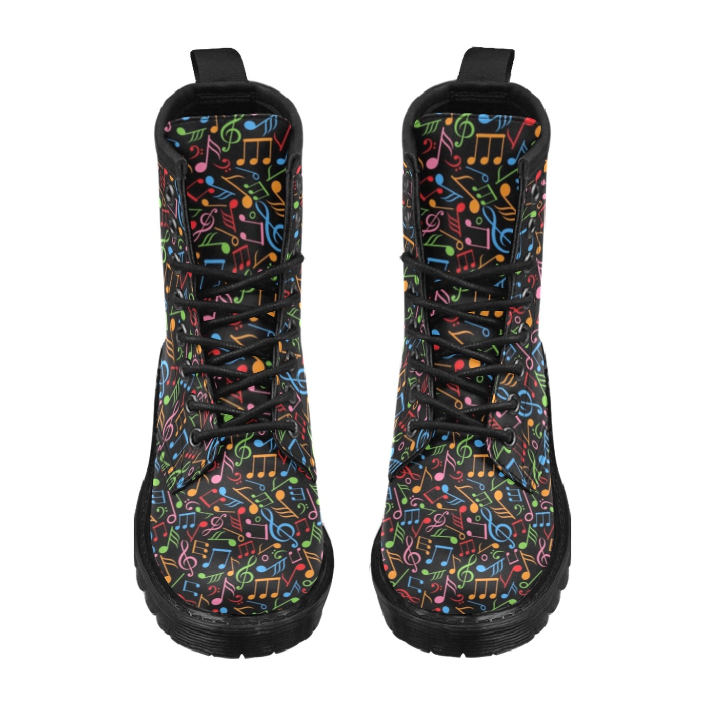 Music Note Colorful Themed Print Women's Boots