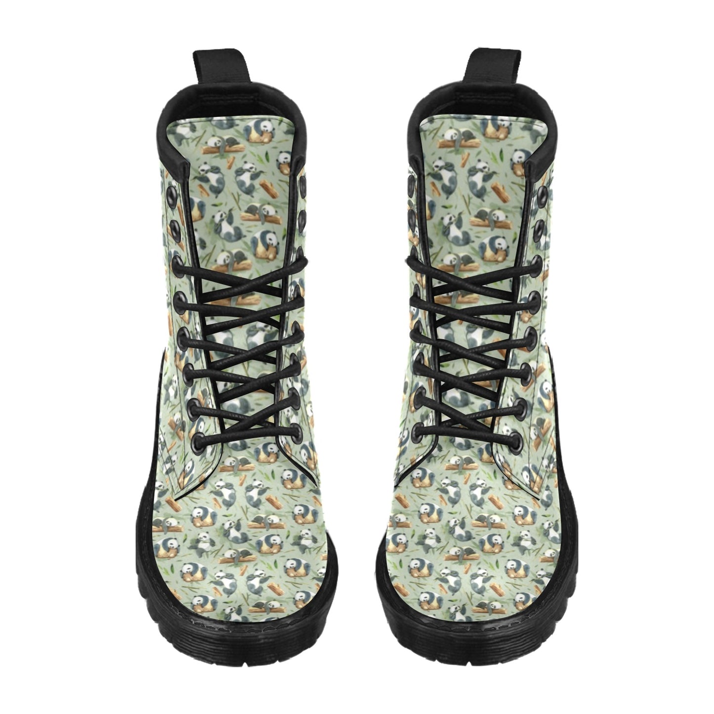 Panda Bear Design Bamboo Print Women's Boots
