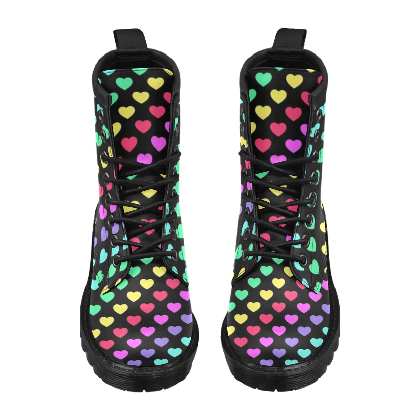 Heart Rainbow Pattern Print Design HE02 Women's Boots