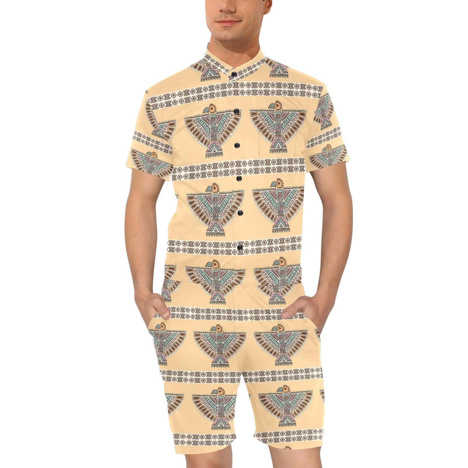 Eagle Native American Print Pattern Men Long Robe