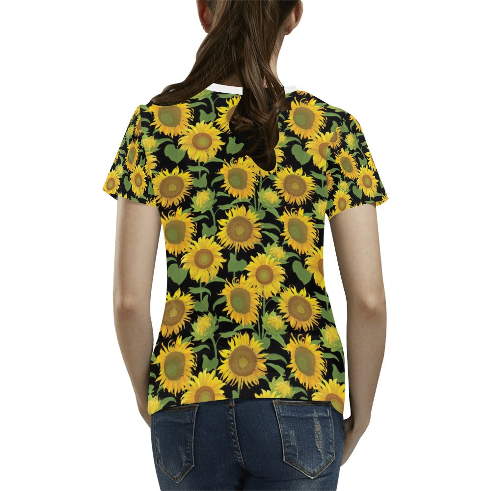 Sunflower Print Design LKS302 Women's T-shirt