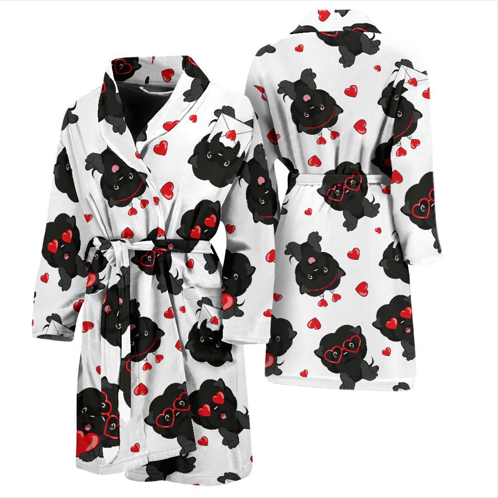 Affenpinscher Pattern Print Design 01 Men Bathrobe-JORJUNE.COM