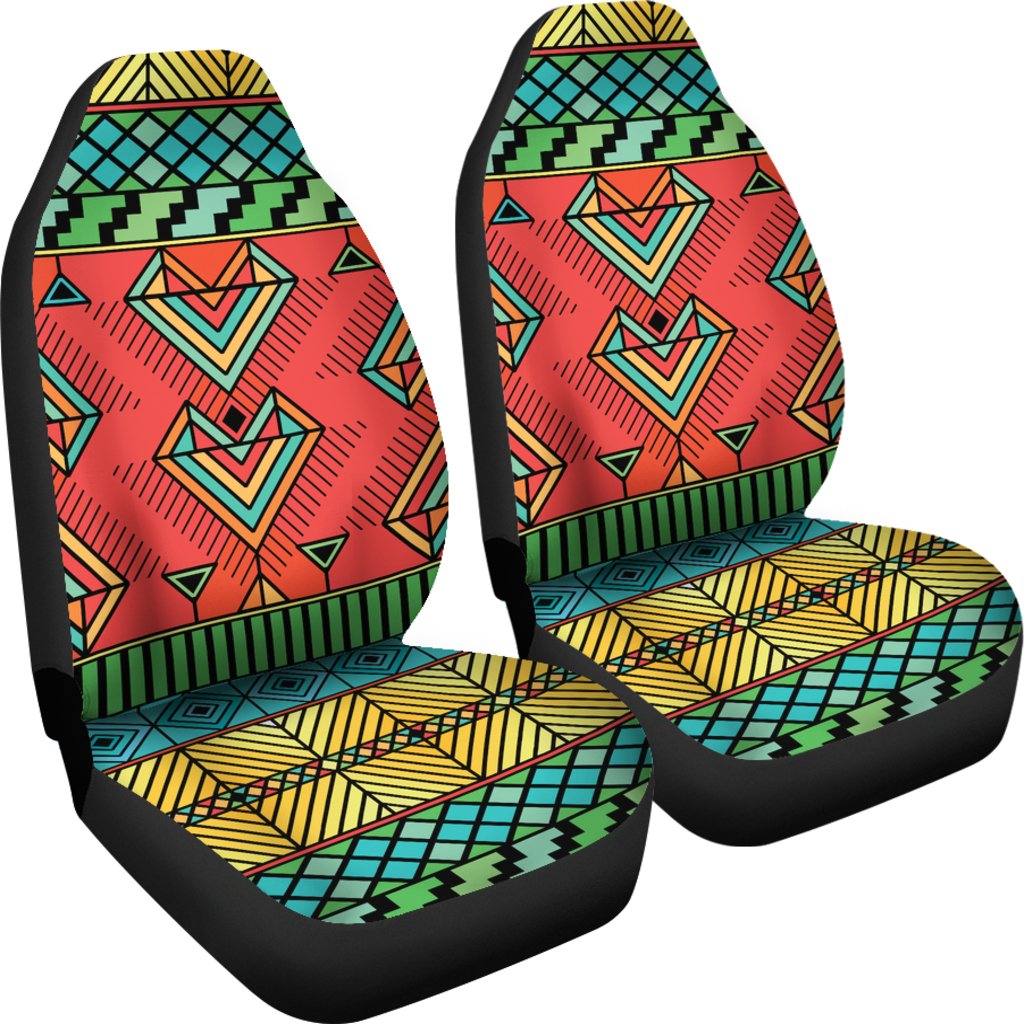 African Colorful Zigzag Print Pattern Universal Fit Car Seat Covers