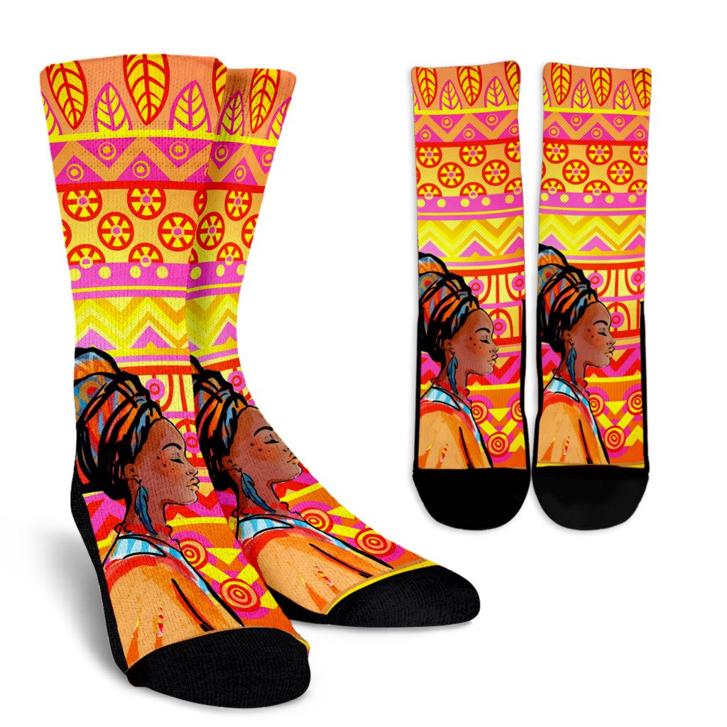 African Girl Aztec Crew Socks