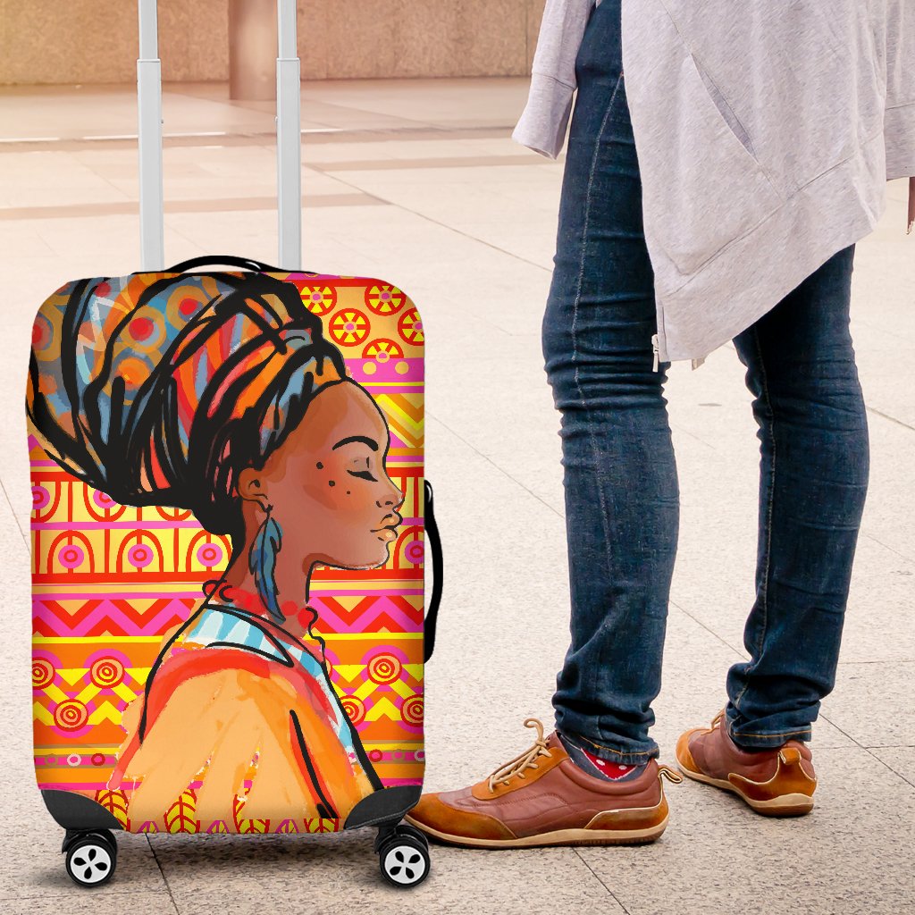 African Girl Aztec Luggage Cover Protector