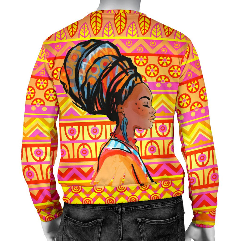 African Girl Aztec Men Crewneck Sweatshirt