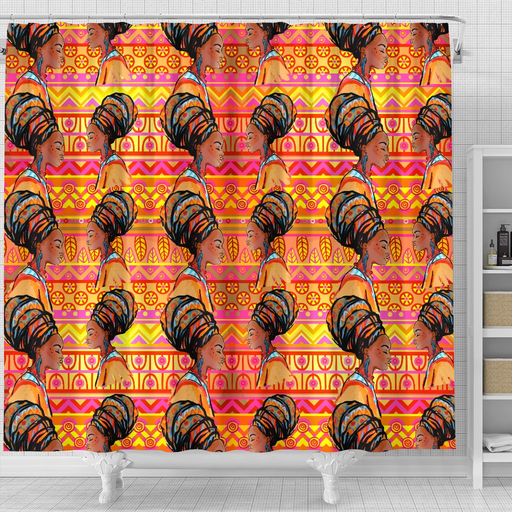 African Girl Aztec Shower Curtain