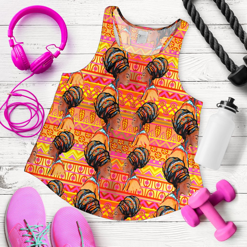 African Girl Aztec Women Racerback Tank Top