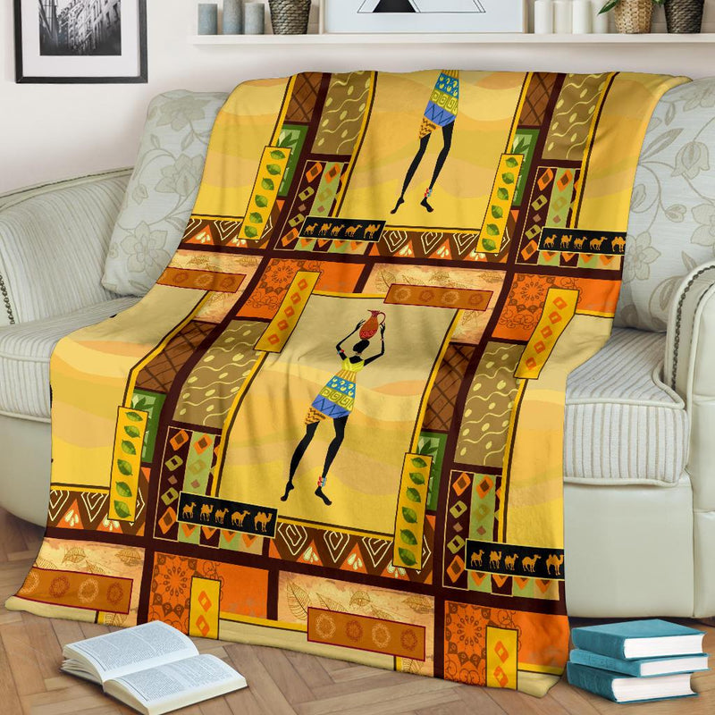 African Girl Design Fleece Blanket
