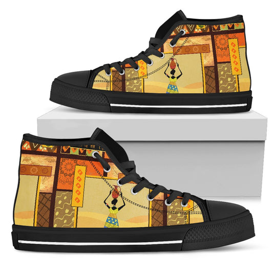 African Girl Design Men High Top Shoes