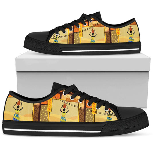 African Girl Design Men Low Top Shoes