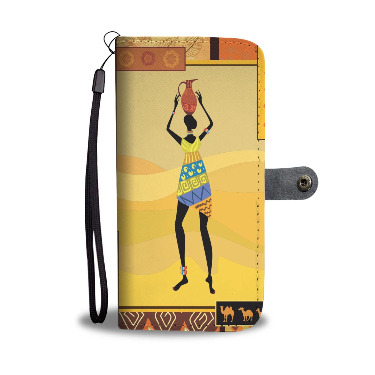 African Girl Design Wallet Phone Case