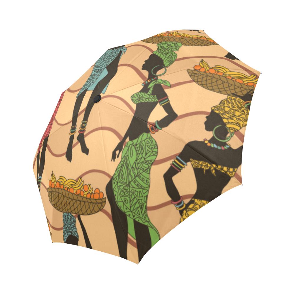 African Girl Pattern Automatic Foldable Umbrella