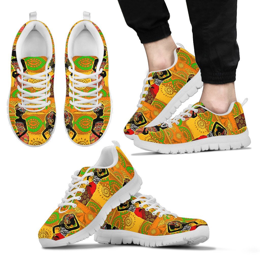 African Girl Print Men Sneakers
