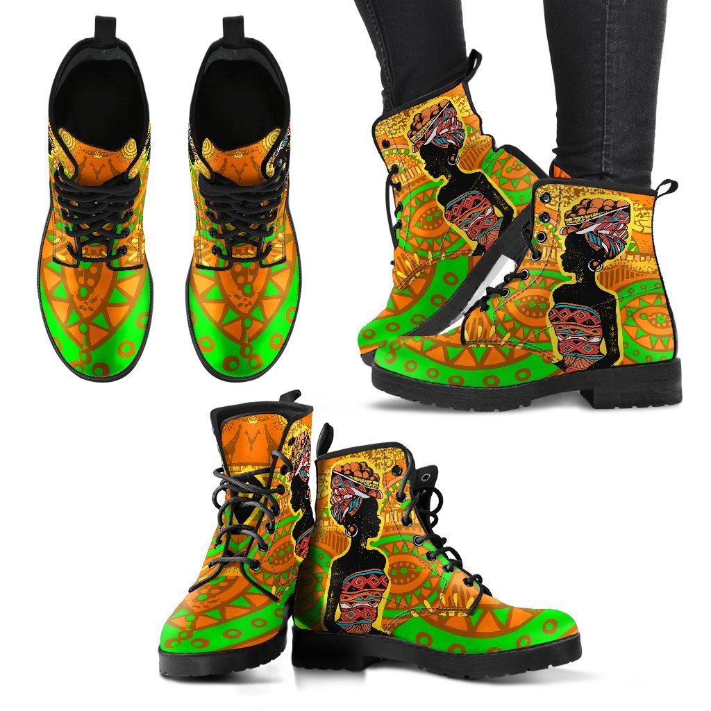 African Girl Print Women & Men Leather Boots