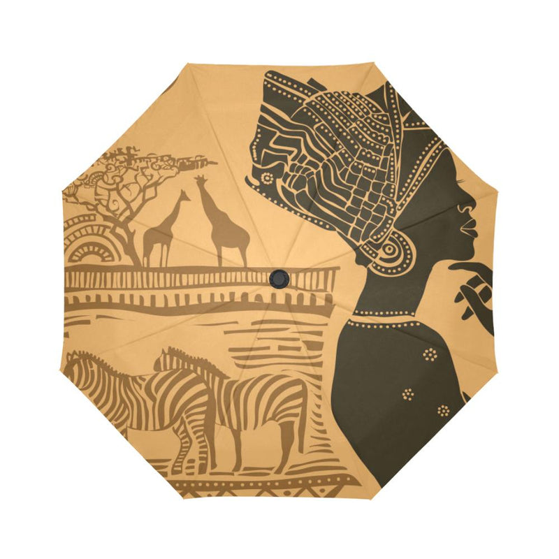 African Girl Safari Automatic Foldable Umbrella