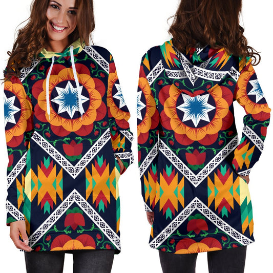 African Kente Women Hoodie Dress