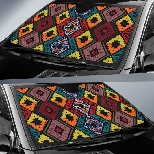 African Pattern Print Design 08 Car Sun Shade-JORJUNE.COM