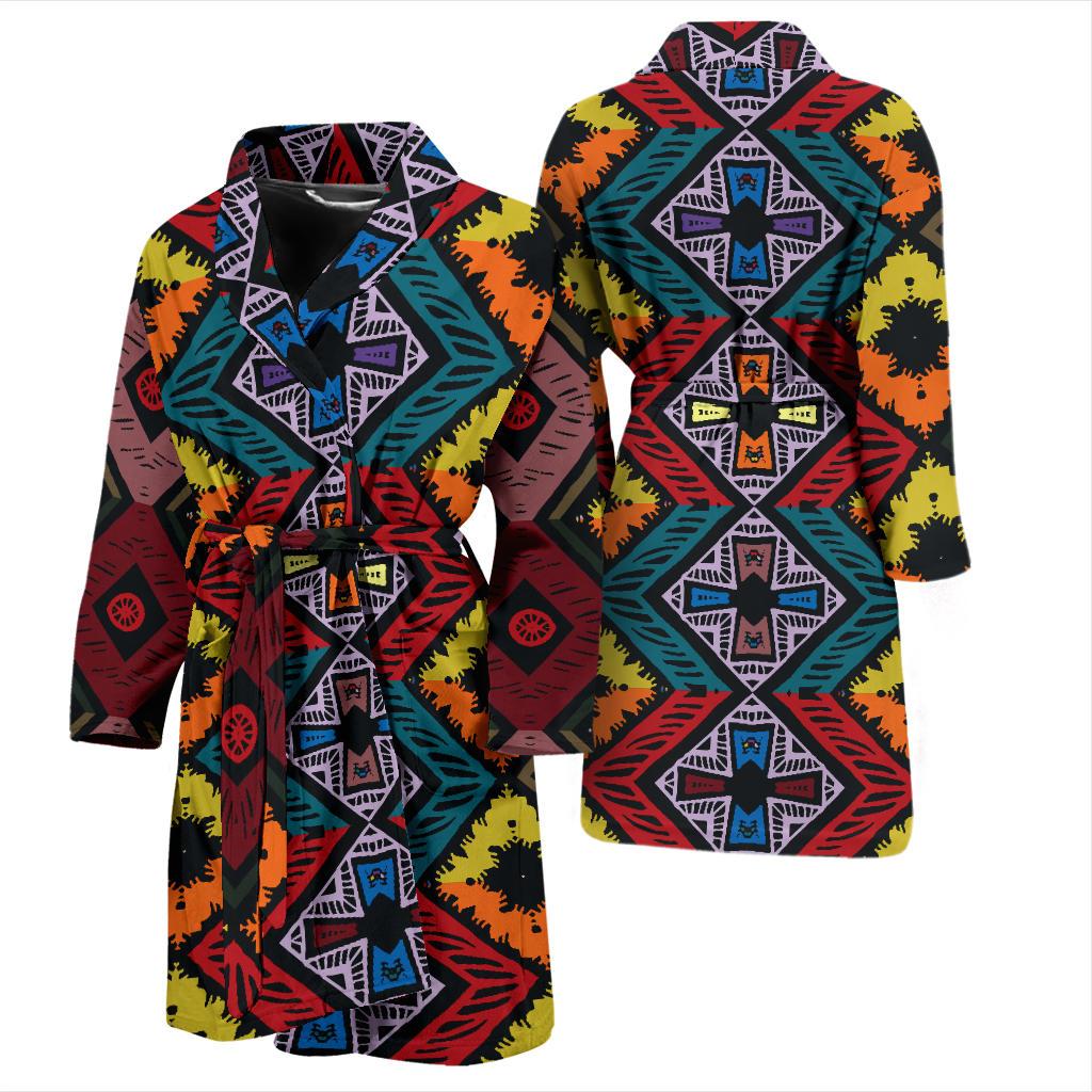 African Pattern Print Design 08 Men Bathrobe-JORJUNE.COM
