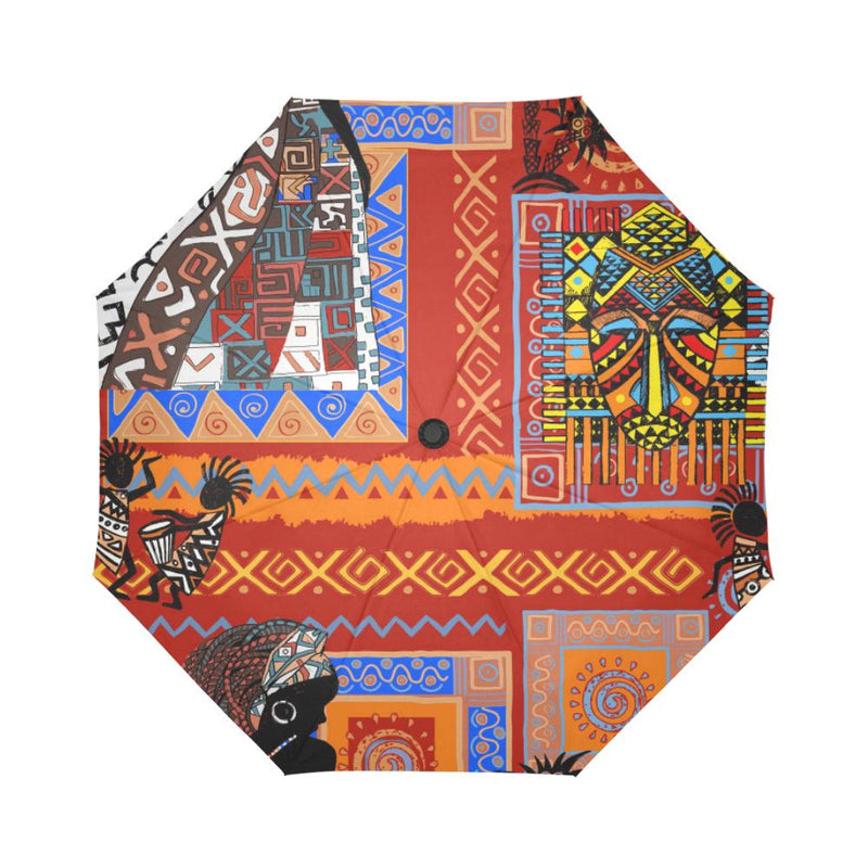 African Print Pattern Automatic Foldable Umbrella