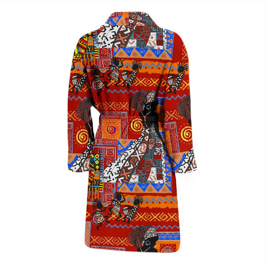 African Print Pattern Men Bath Robe