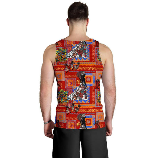 African Print Pattern Men Tank Top