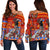 African Print Pattern Off Shoulder Sweatshirt